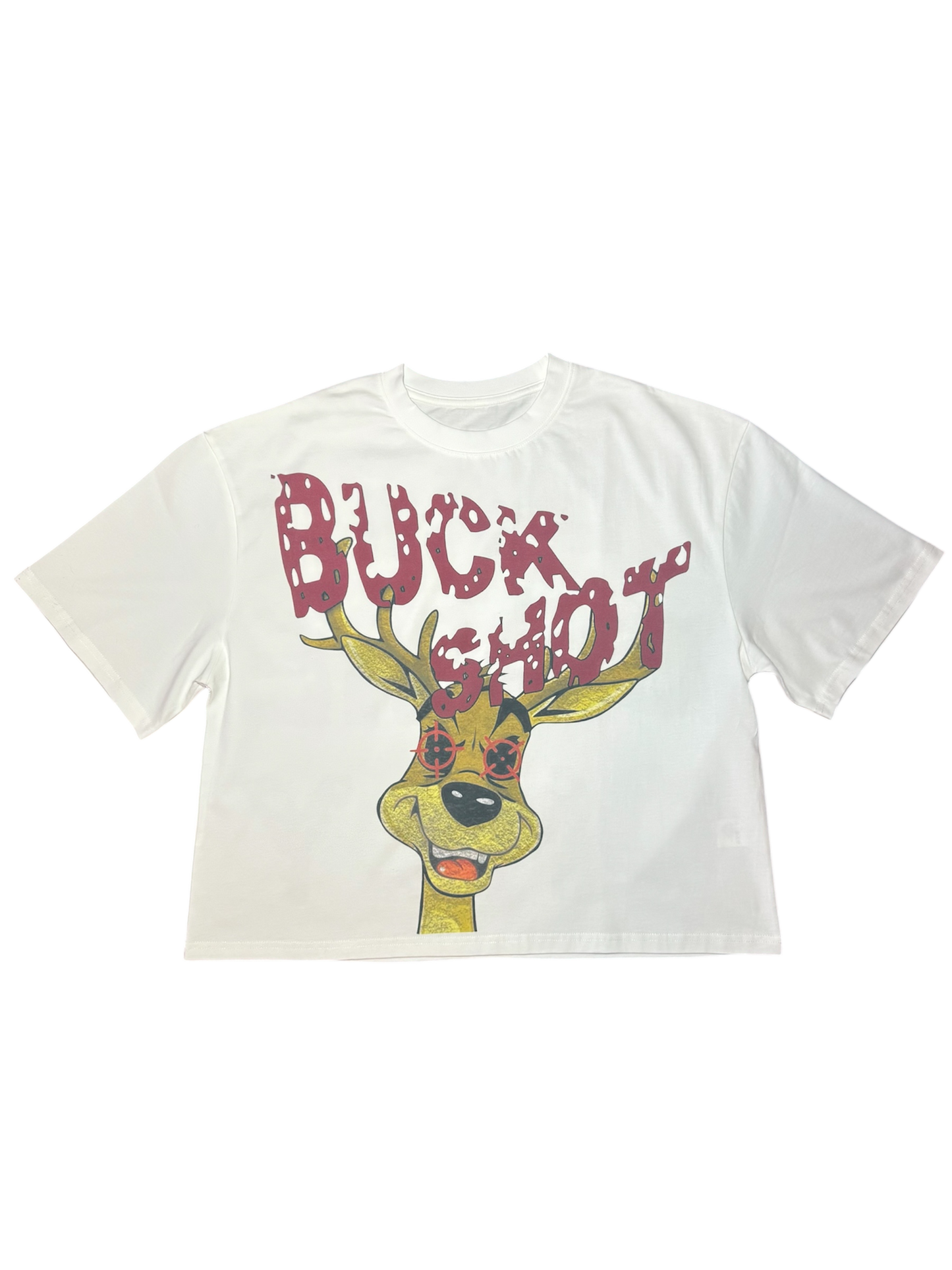 White "big game only" cropped tee