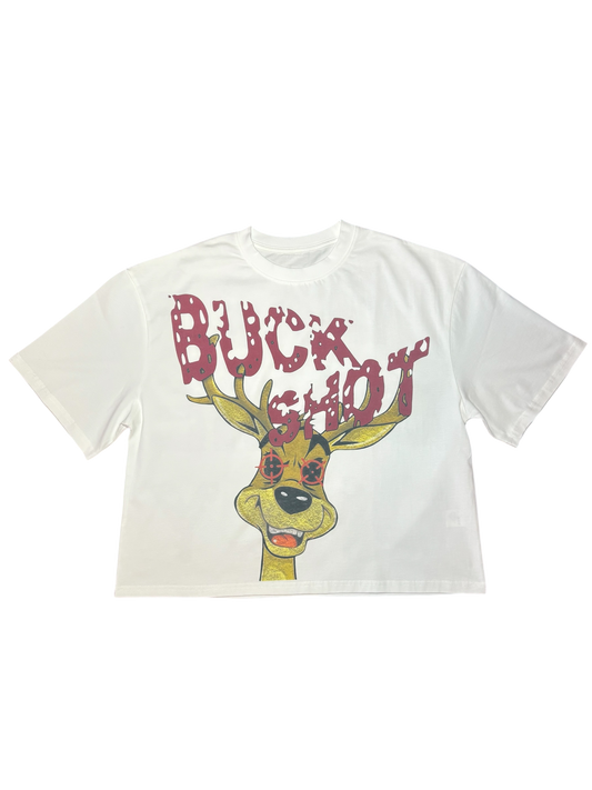 White "big game only" cropped tee